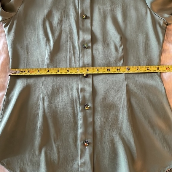 Domenico Vacca Dark Green Button Front Blouse - Picture 8 of 9